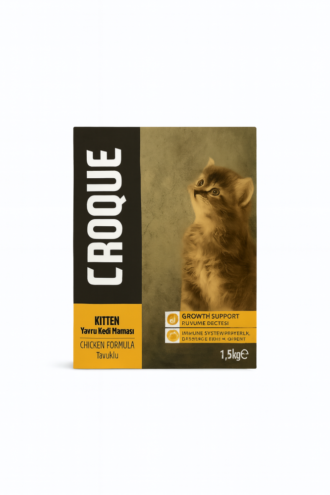 كروك طعام جاف للقطط الصغيرة نكهة الدجاج 1,5 كيلو جرام CROQUE Kitten car food - Chicken