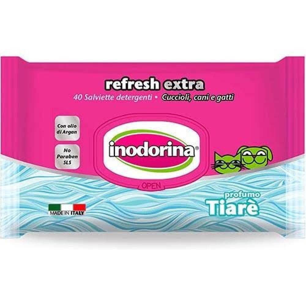 انودورينا مناديل رطبة برائحة عطرية زهرة التياري الفرنسية 40 منديل Indodorina Refresh Extra Tiarè Flower Perform - 40 wet wipes