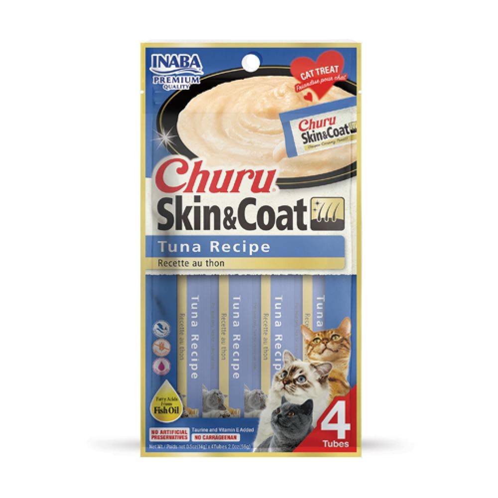 اينابا تشورو هريسة التونة لتحسين الفرو والجلد - مكافآت لجميع القطط INABA Churu Skin & Coat Tuna Recipe - Creamy Treats for All cat