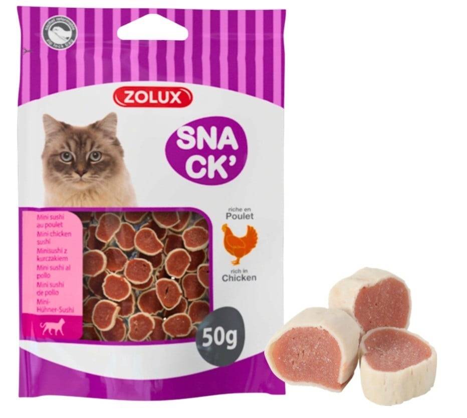 زولوكس سناك مكافآت القطط سوشي الدجاج 50غ Zolux Snack CAT MINI CHICKEN Suchi for Cats 50g