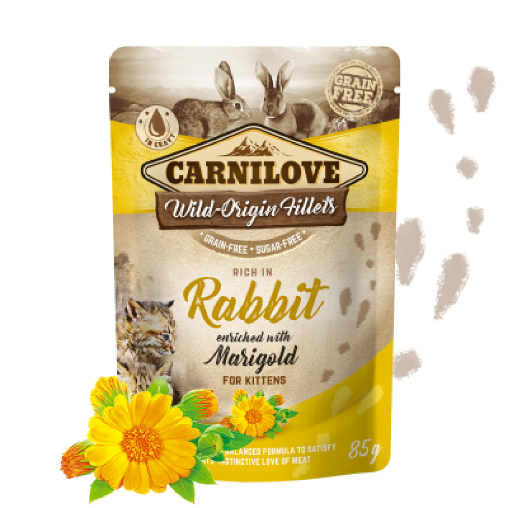 كارنيلوف اظرف رطبة لحم الارنب مع زهرة المخملية للقطط الصغيرة Carnilove Rich in Rabbit enriched with Marigold For Kittens