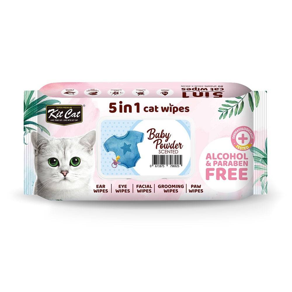 كت كات مناديل معطرة 5في1برائحة اللافندر 80 منديل KitCat 5 In 1 Cat Wipes Lavender Scented 80 Sheets