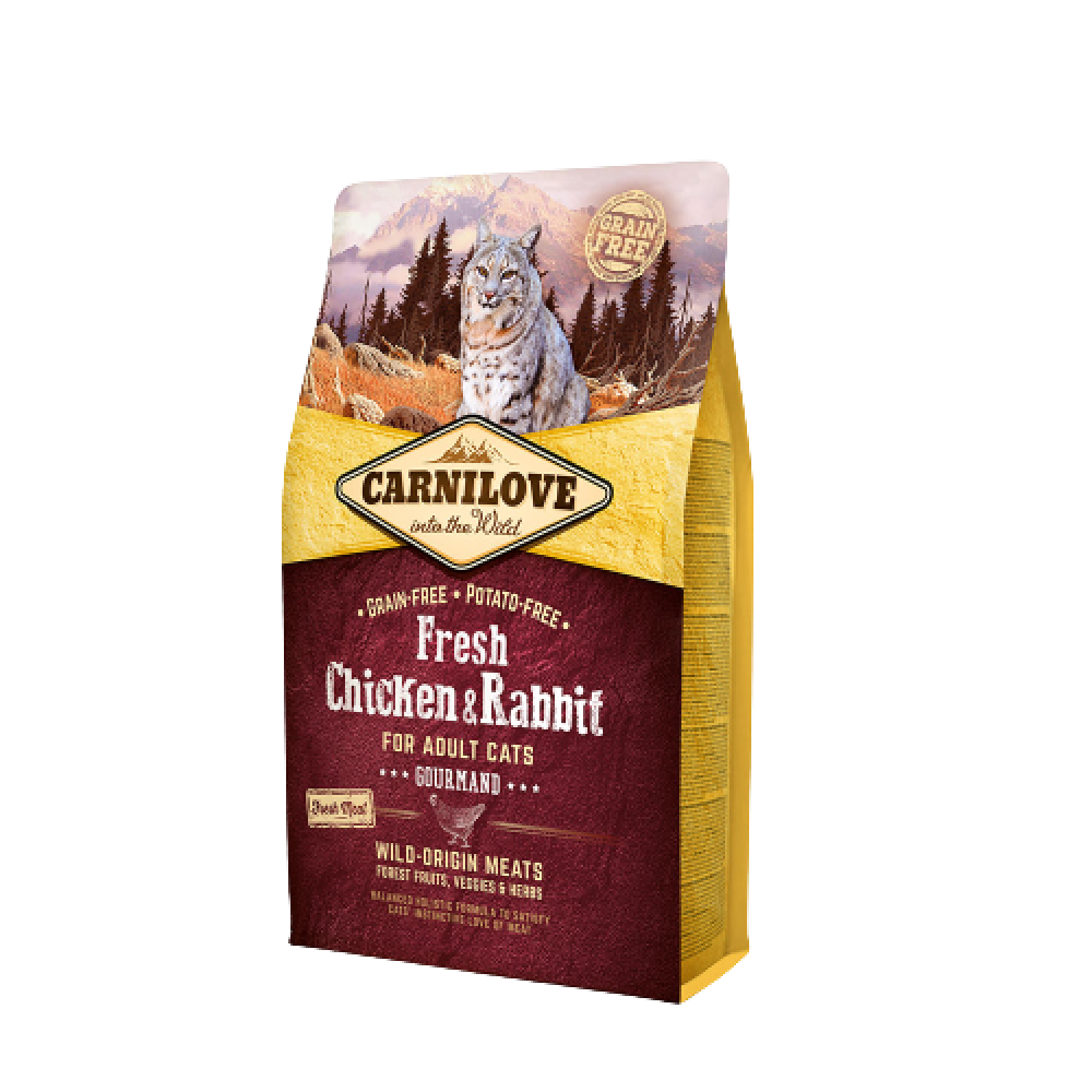 كارنيلوف وجبة الدجاج ولحم الأرنب الطازج طعام جاف للقطط البالغة 2كغ CARNILOVE Fresh Chicken & Rabbit dry food - Adult cat 2kg