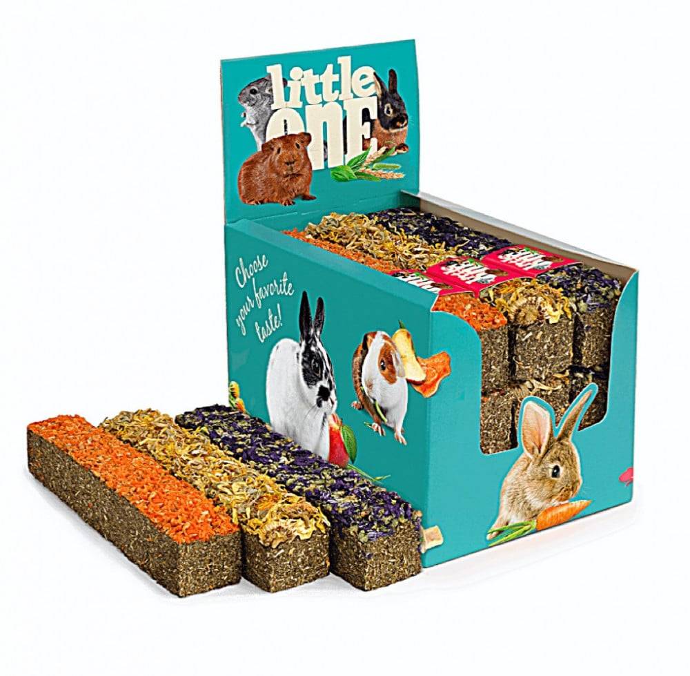ليتل ون مكافآت البرسيم بالزهور والجزر والملوخية 85 غ Little One Sticks Meadow Grass With Toppings For Rodents 85g