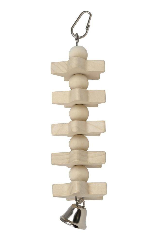 Wooden bird toy with bell for parrots and small and medium birds