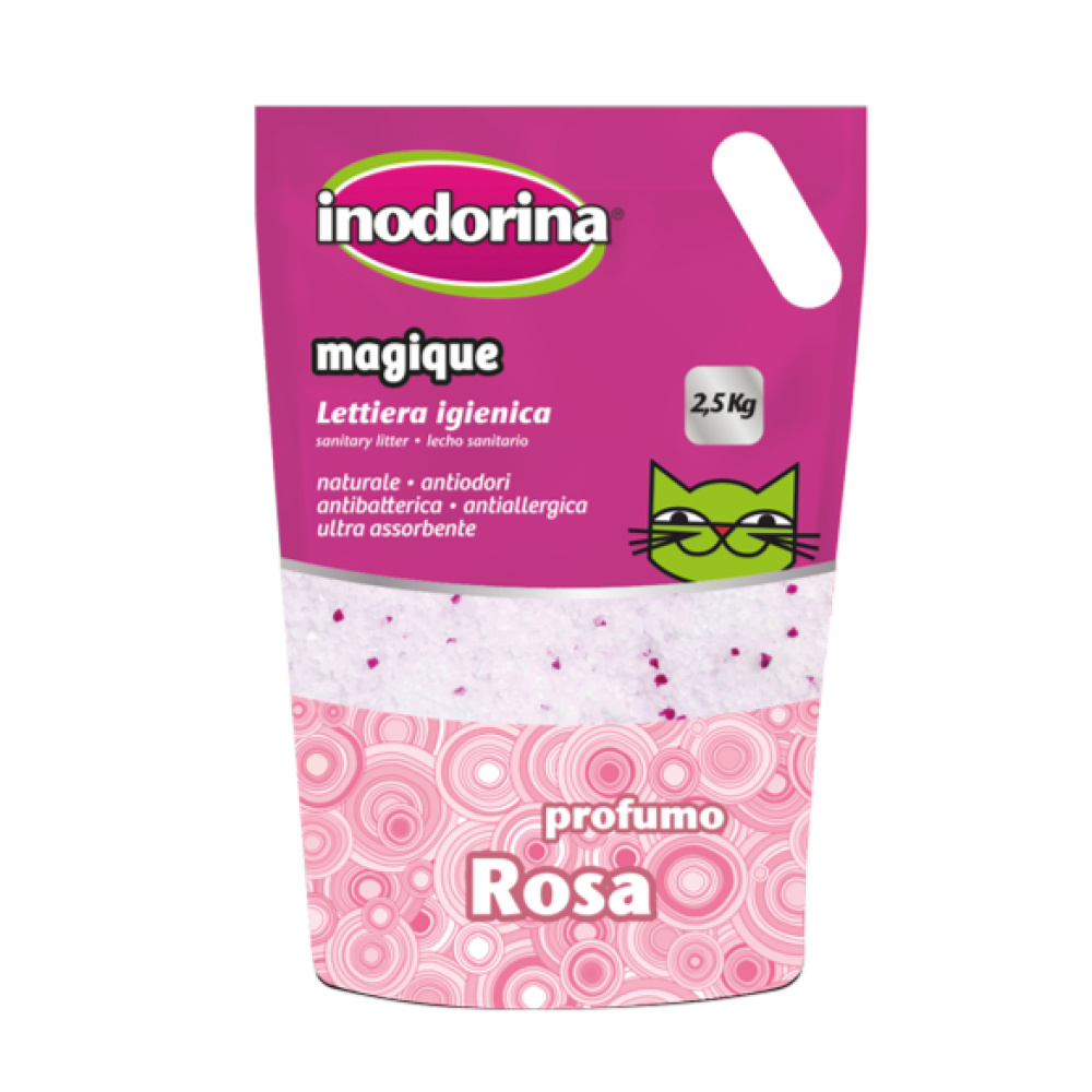 انودورينا كرستال رمل قطط فائق الامتصاص رائحة عطر الزهر Inodorina Crystal Magic Litter - Rose 5L