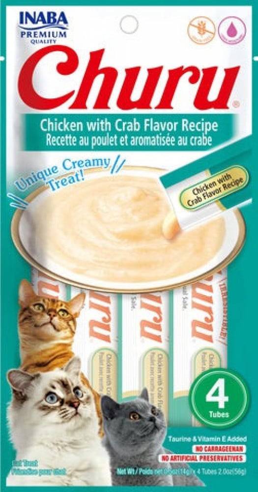 اينابا تشورو هريسة الدجاج مع السلطعون مكافآت قطط غ4x14 INABA Churu Chicken with Carb Flavor 4x14g