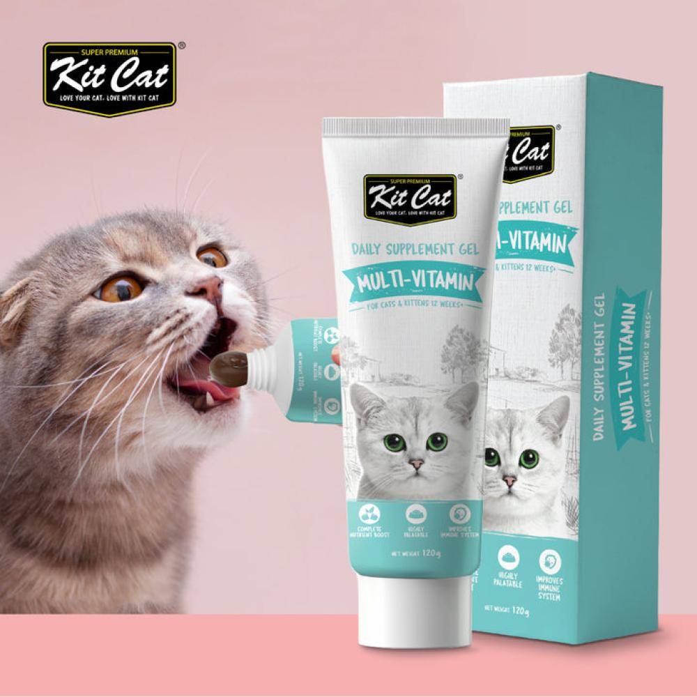 كت كات مكمل غذائي يومي معجون فيتامين لدعم نمو القطط الصغيرة والبالغة Kit Cat Daily Supplement Gel For Cats & Kittens- Multivitamin