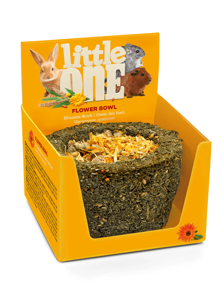 ليتل ون وعاء البرسيم مع زهور دوار الشمس للأرانب والهامستر 120 غ Little One Snack For All Small Mammals Treat – Toy Flower Bowl 120g