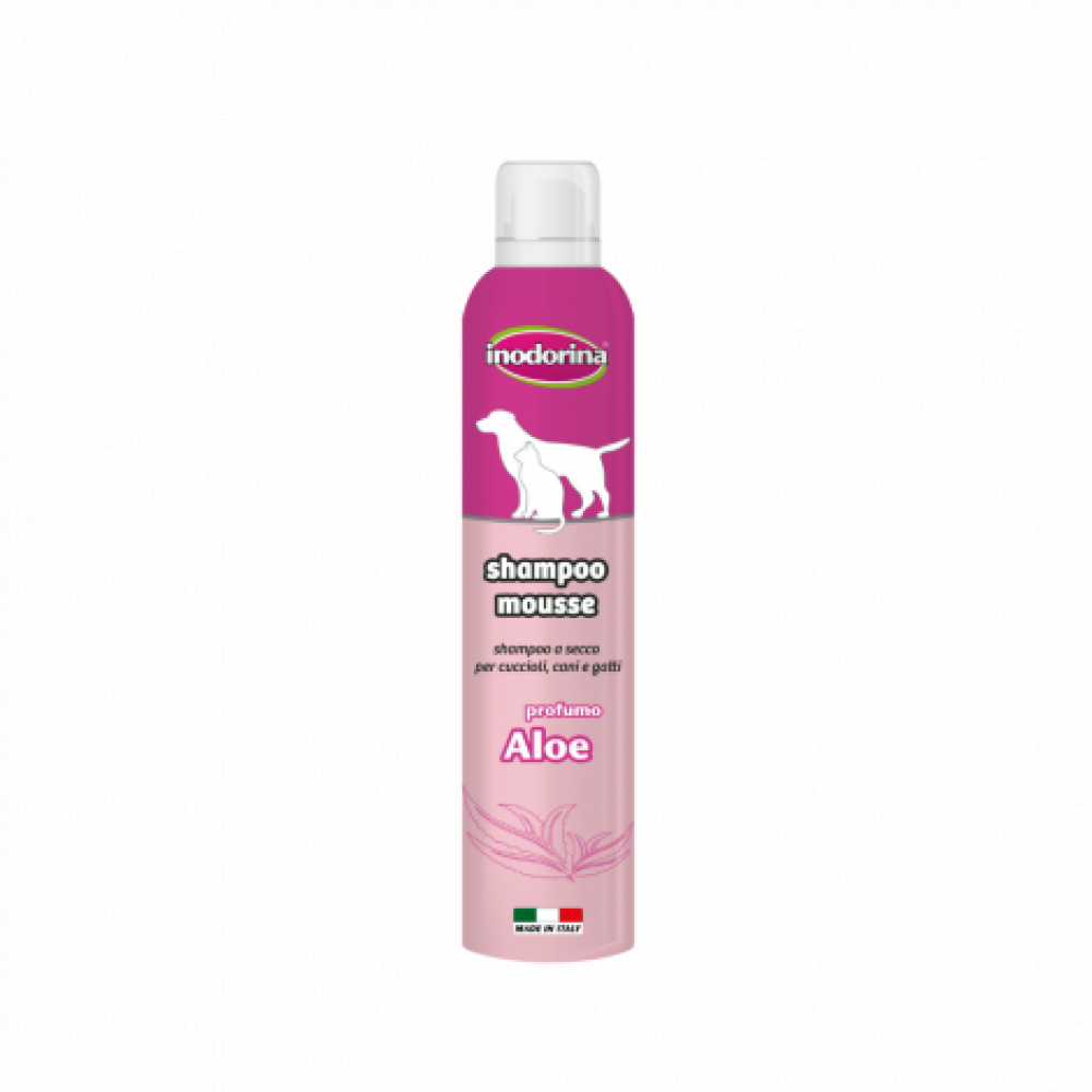 انودورينا شامبو جاف لتنظيف القطط برائحة الصبار 300 مل Inodorina Shampoo Mousse Aloé vera Perfume 300ml