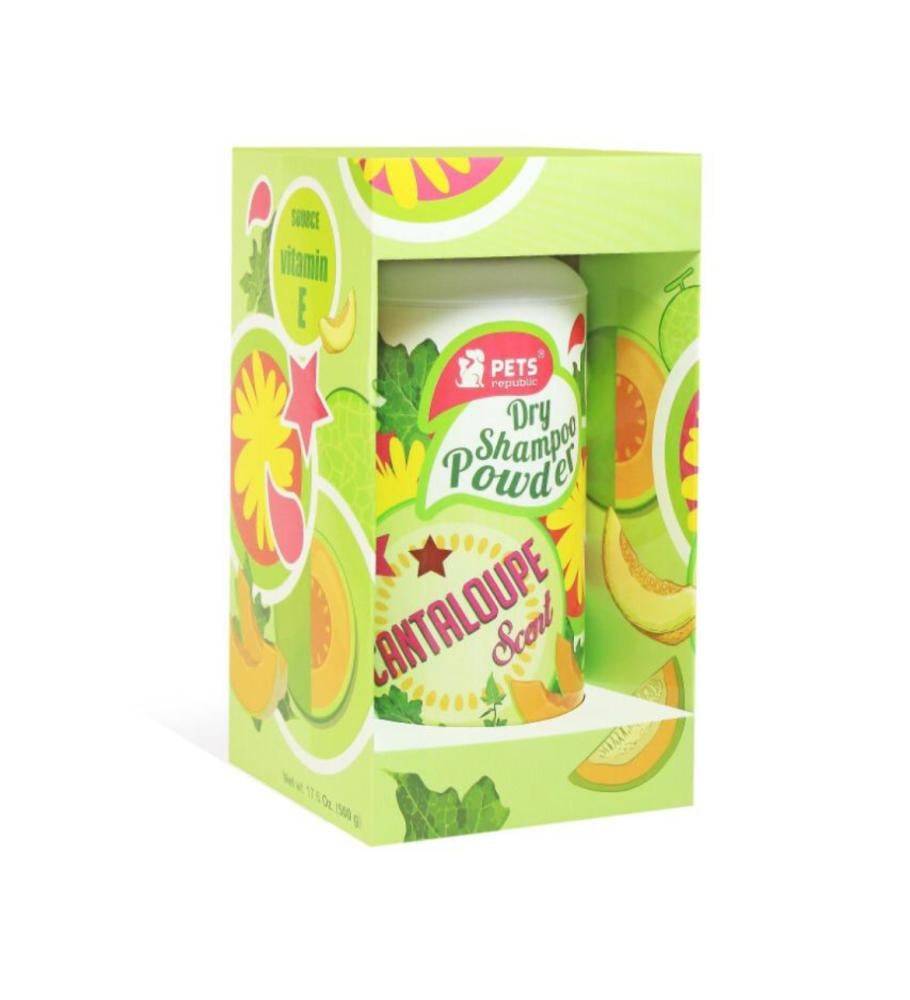 بيتس ريبابليك بودرة الشامبو الجاف برائحة الشمام (كانتالوب) Pets Republic Dry Shampoo Powder - Cantaloupe