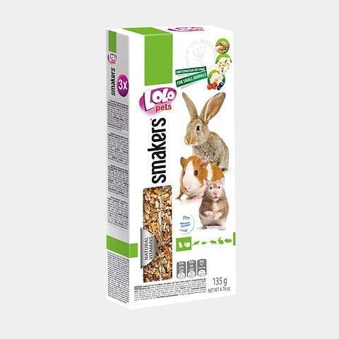 مكافآت لولو بيتس سماكرز للأرانب والهامستر اعواد الفواكه والمكسرات - LoLo Pets smakers (forest fruits+popcorn+nut) 3Pcs
