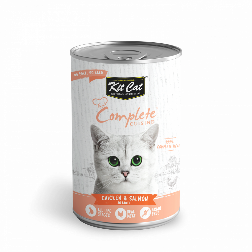 كت كات وجبة كاملة بالدجاج والسالمون في المرق 150غ Kit Cat Complete Cuisine Chicken And Salmon In Broth 150g