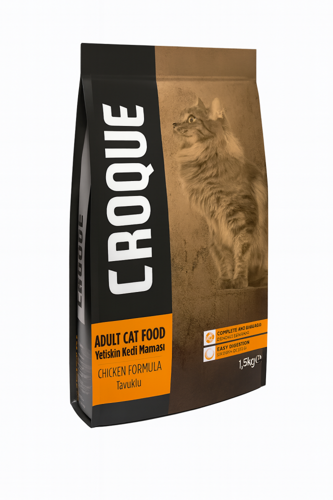 كروك طعام جاف للقطط البالغة نكهة الدجاج 1,5 كجم CROQUE Adult cat food - Chicken