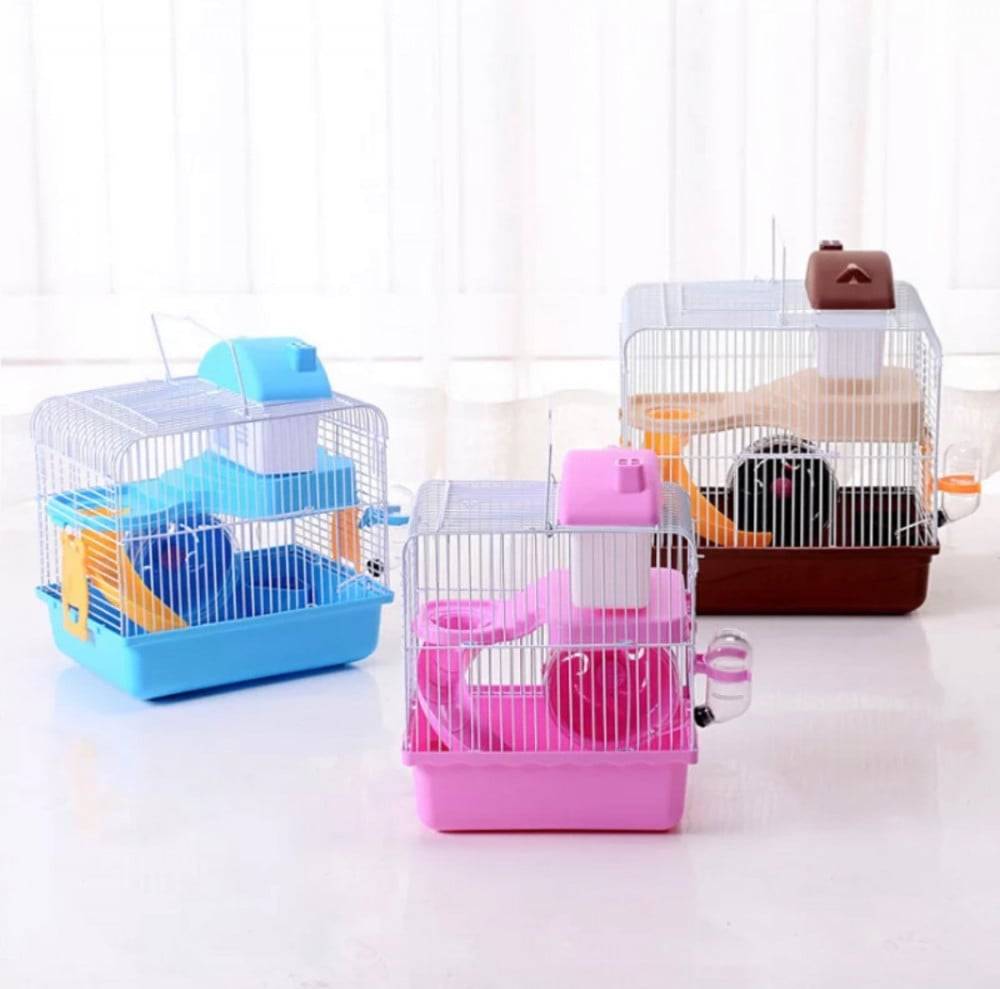 قفص هامستر - باب علوي وامامي - مع ملحقات تغذية وترفيه حجم صغير Hamster Cage - With Yoys - Small Door