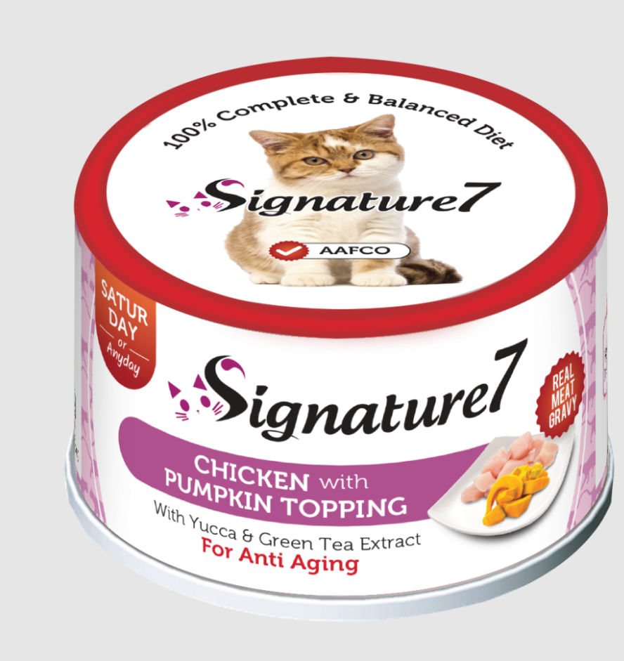 سيقنتشر7 طعام رطب للقطط الدجاج واليقطين 70 جم Signature7 Chicken With Pumpkin Topping