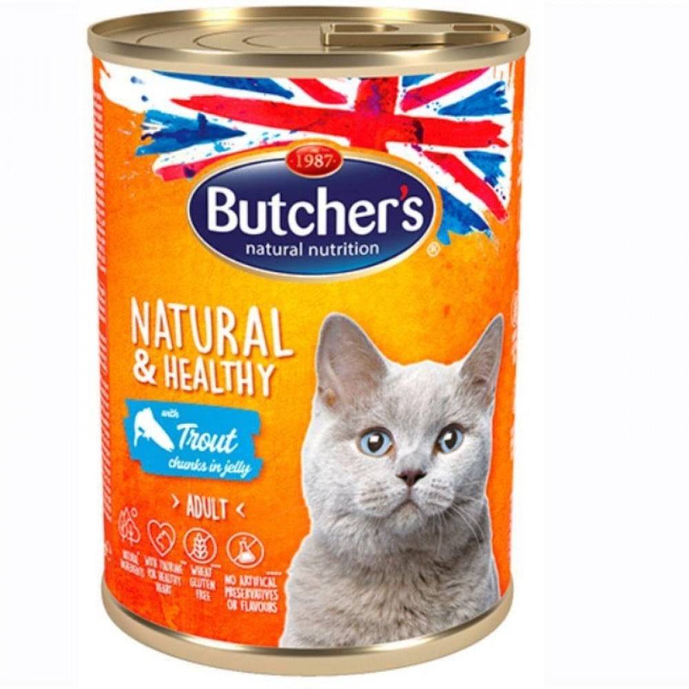بوتشرز طعام رطب للقطط البالغة معلبات سالمون 400جرام Butchers Tourt in jelly For cats 400g