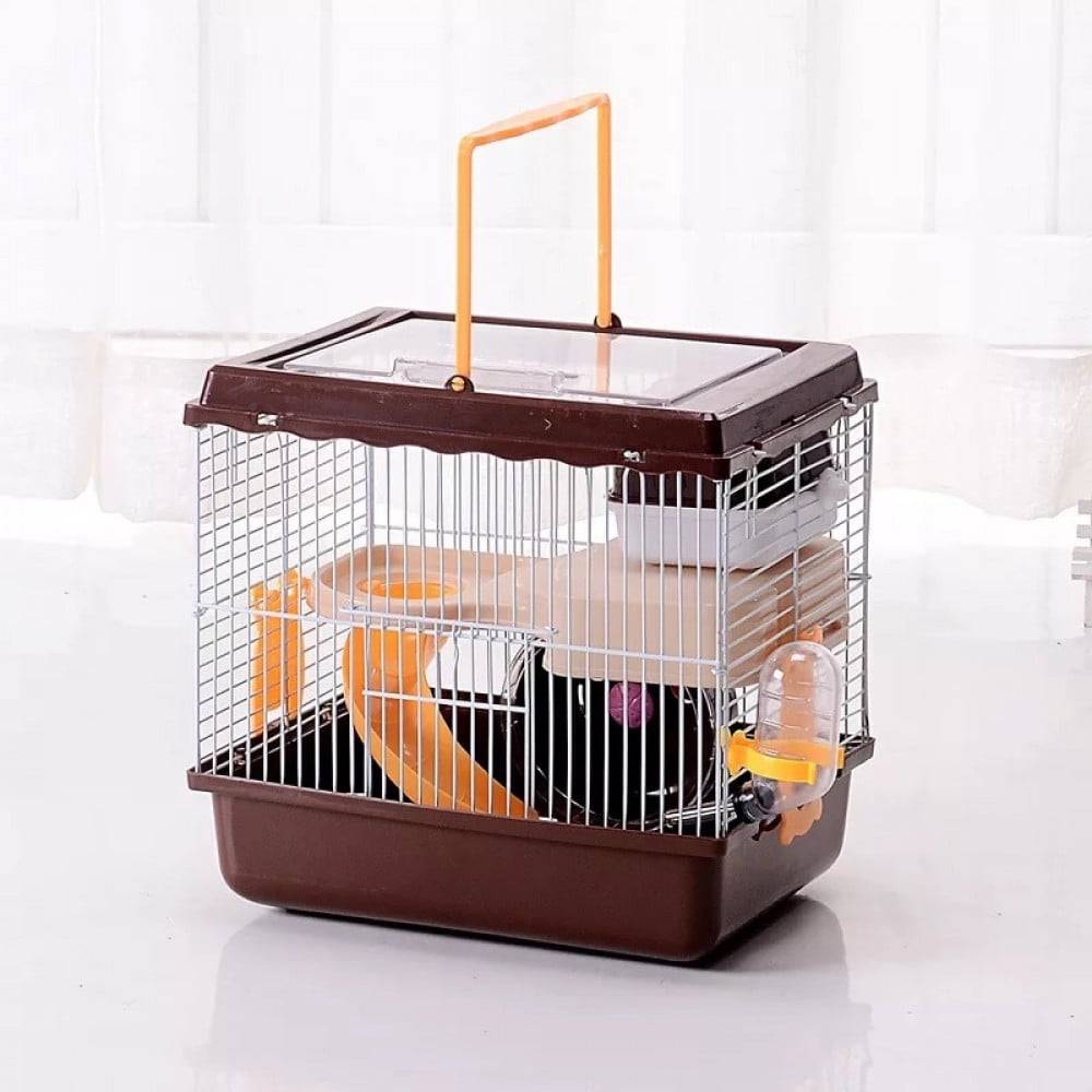 قفص هامستر طابق واحد ممسك يدوي - باب علوي شفاف وباب حديد جانبي - حجم متوسط Hamster Cage - With Yoys - Clear Door
