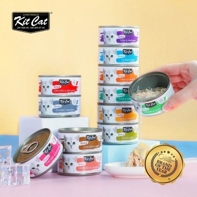 معلبات كت كات جرايفي الدجاج والتونة بالمرق 70غ Kit Cat Gravy canned Food 70g
