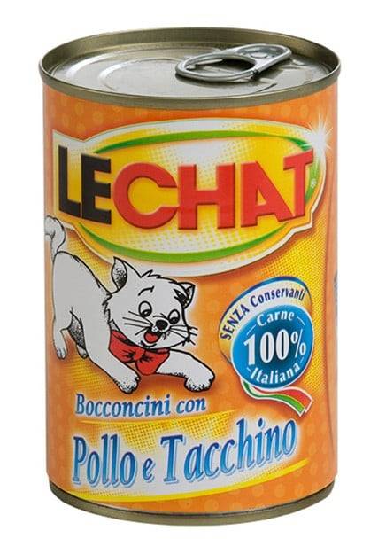 معلبات ليشات طعام رطب للقطط البالغة مع الدجاج والديك الرومي LECHAT Adult Chunkies with Chicken and Turkey