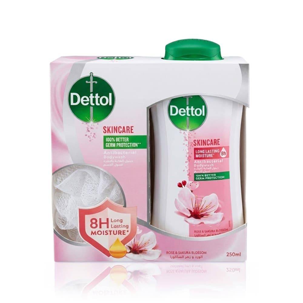 Dettol Rose & Sakura Blossom Skin Care Body Wash with Loofah - 250 ml
