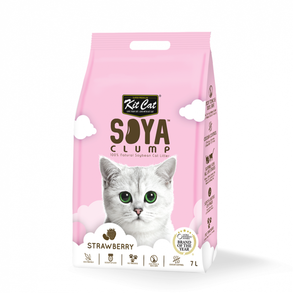 كت كات رمل الصويا رائحة الفراولة 7 لتر KitCat SoyaClump Litter Strawberry 7L