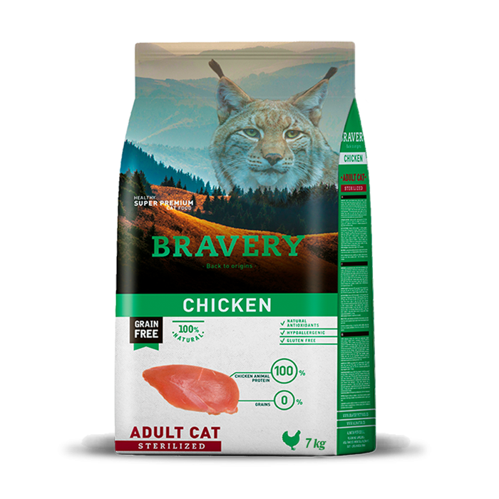 بريفري طعام جاف للقطط المعقمة دجاج BRAVERY CHICKEN ADULT CAT - Sterilized