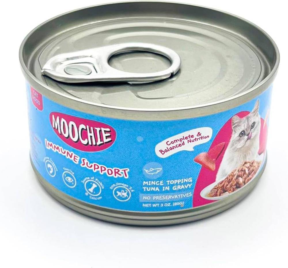 موتشي الدجاج المفروم بالتونة مع المرق 85 جرام moochie Mince Topping Tuna in Gravy