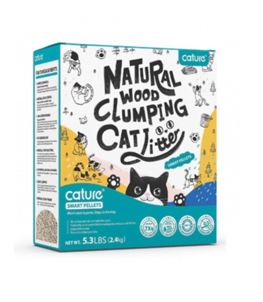 رمل كاتشور حبيبات الخشب الذكية للقطط 2,4 كغ Cature Natural Wood Clumping Cat Litter Smart Pellets 2.4 kg
