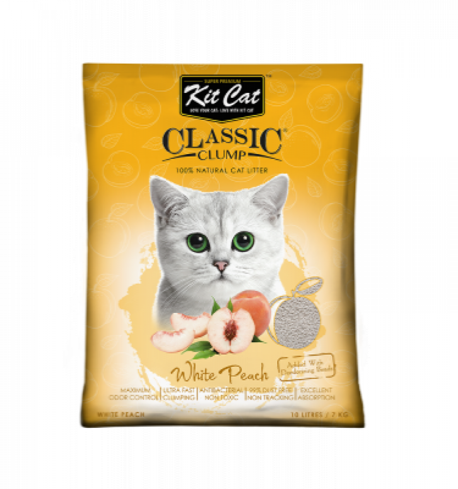 كت كات رمل كلاسيك للقطط برائحة الخوخ Kit Cat Classic Clump White Peach Cat Litter