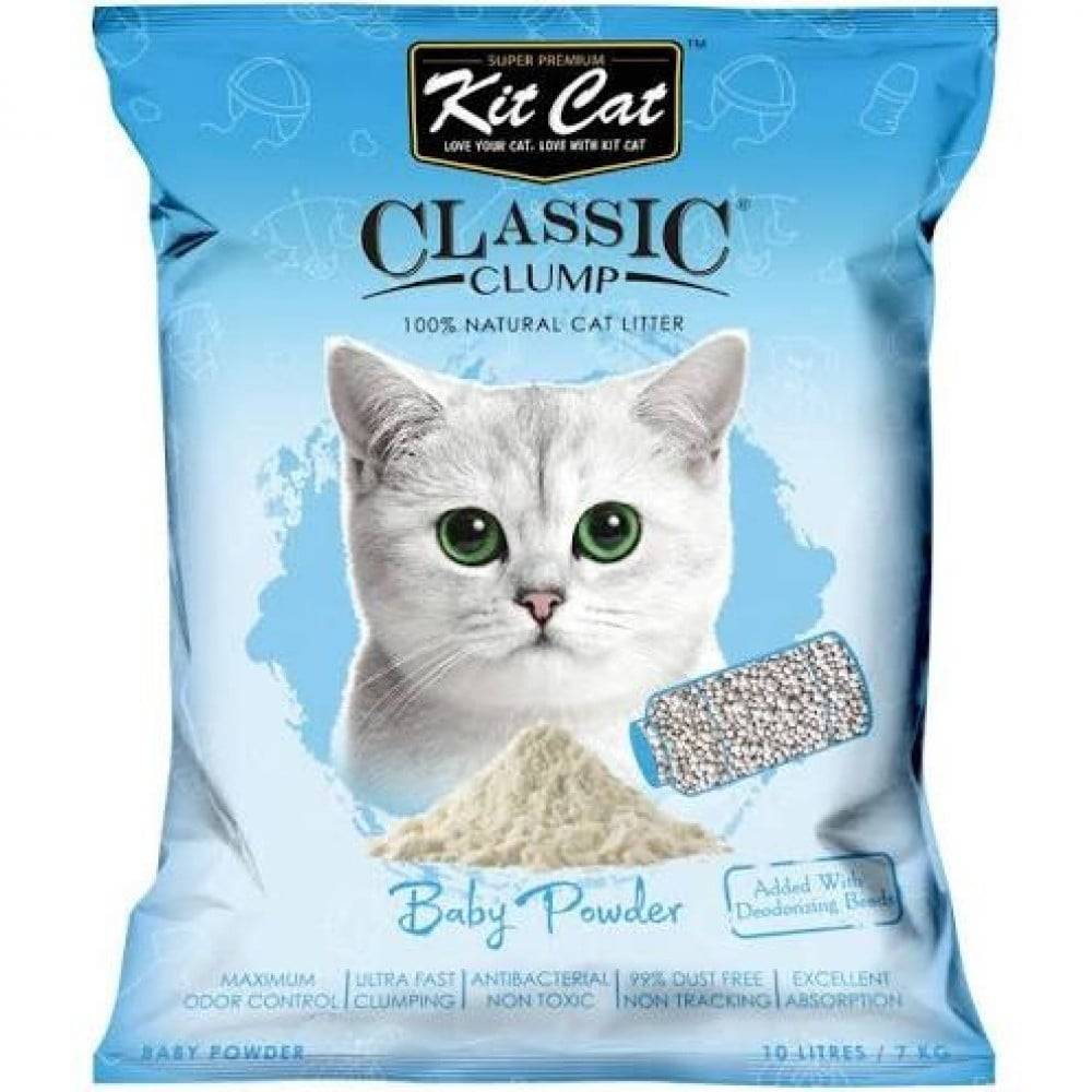 كت كات رمل كلاسيك للقطط برائحة بودرة الاطفال Kit Cat Classic Clump Baby Powder Cat Litter
