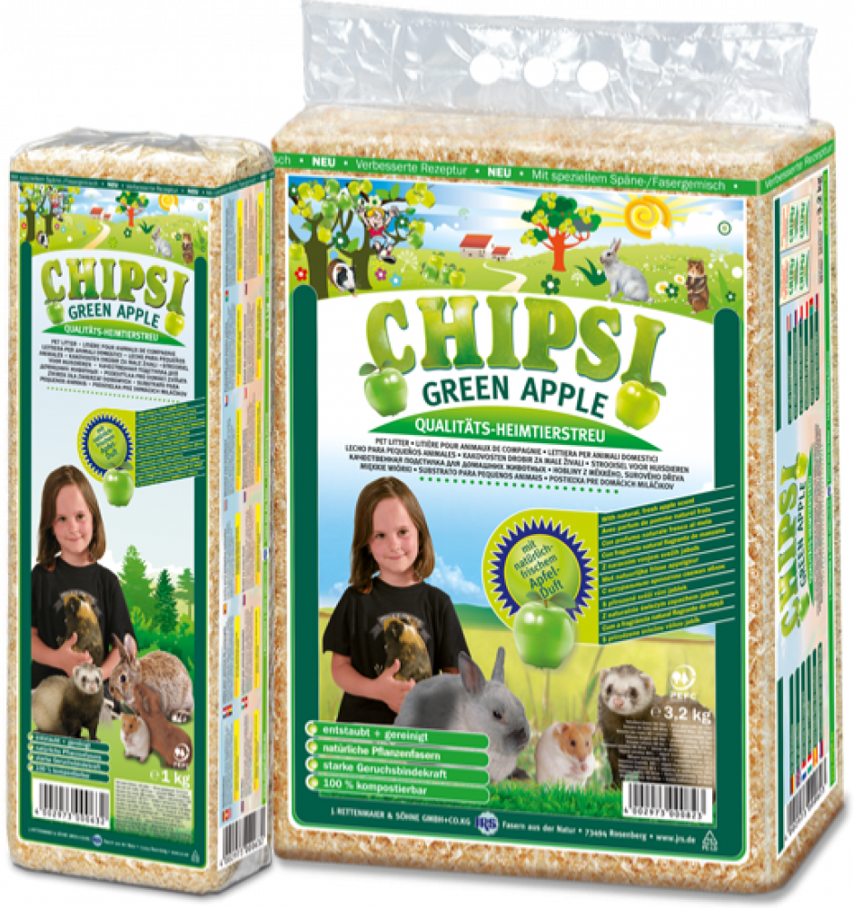 شيبسي نشارة خشب فرشة للأرانب والوبر والهامستر نكهة التفاح الاخضر Chipci Pet Bedding Wood Chip Litter Green Apple