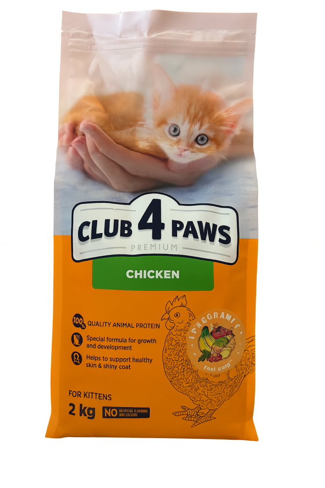 طعام جاف للقطط الصغيرة دجاج كلوب 4 باوز بريميوم CLUB 4 PAWS PREMIUM for kitten cats