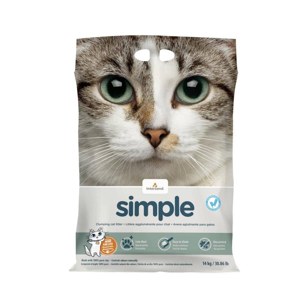 انترساند رمل القطط الحساسة خالي من الغبار غير معطر Intersand Simple Clumping cat Litter Unscented 14kg