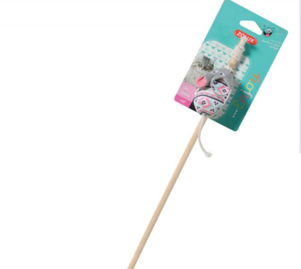 زولوكس لعبة الكاتنيب سنارة شكل فأرة رمادي Zolux Cat Toy Rod Mouse Gray