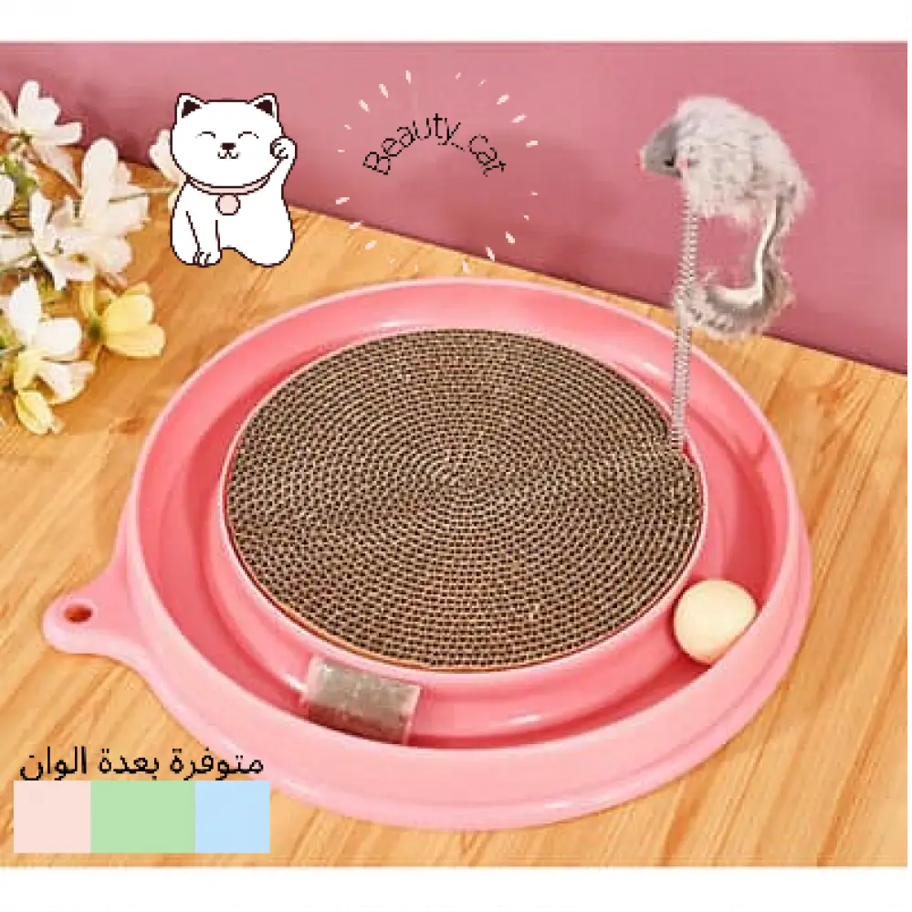 Cat toy - circular scratching board with 2 plastic balls