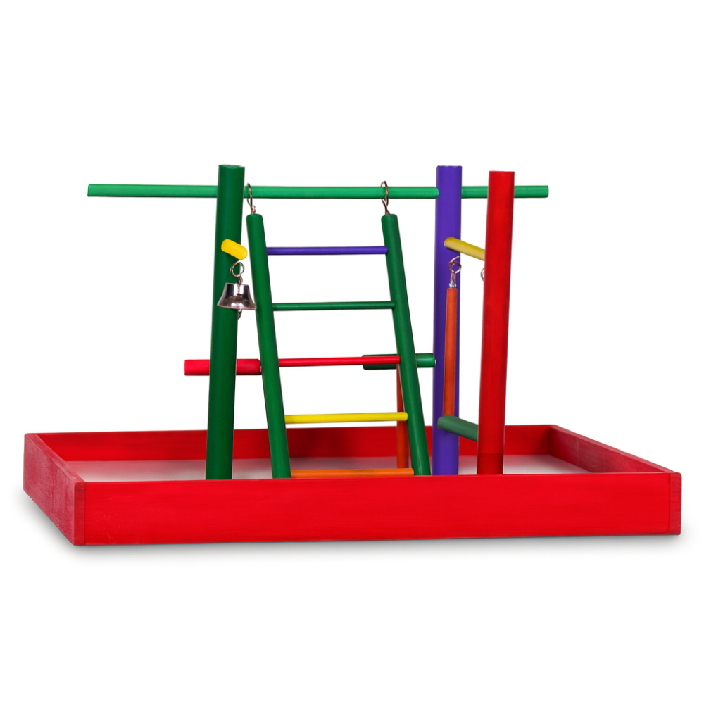 بريفيو بيت منصة لعب للببغاء - لعبة ببغاء مع سلم 4 مستويات Prevue Pet Playgrounds Parakeet Park