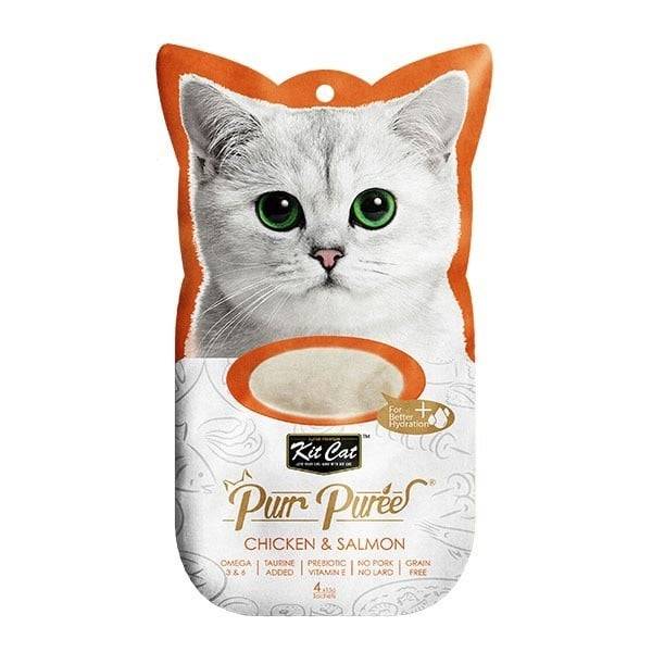 مكافآت قطط كت كات هريسة الدجاج والسالمون Kit Cat Purr Puree Chicken & Salmon