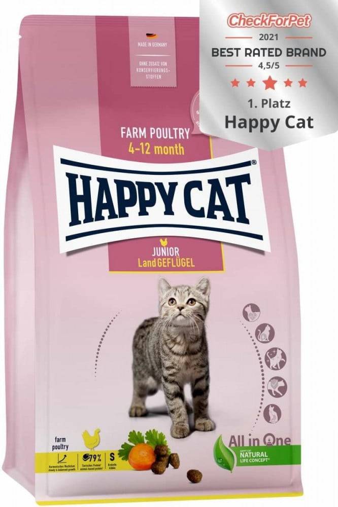 هابي كات طعام القطط الصغيرة جونيور Happy Cat Young Junior Farm Poultry