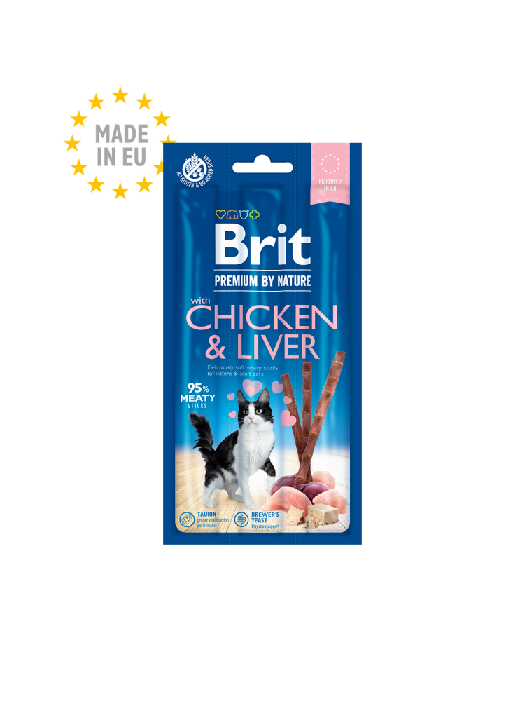 بريت بريميوم مكافأة قطط أعواد الدجاج والكبد Brit Premium by Nature Cat Sticks with Chicken & Liver