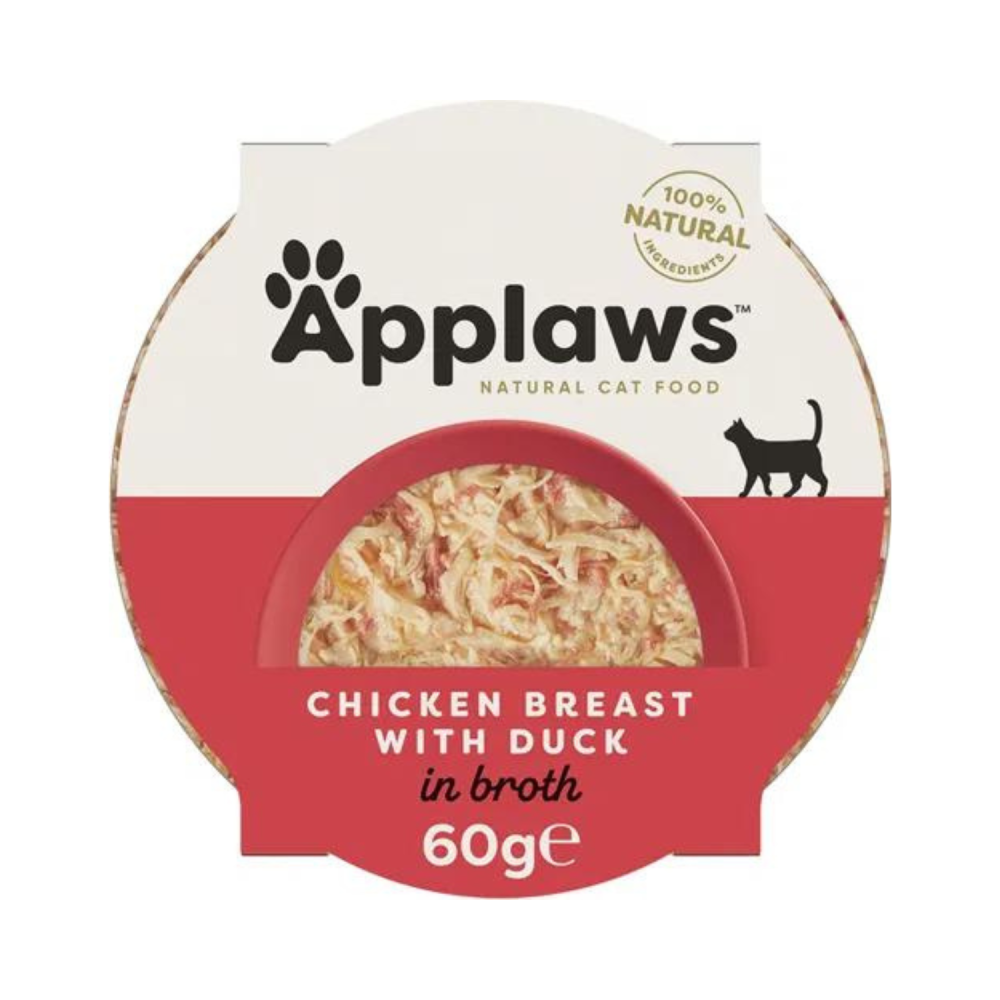 صحن ابلاوز طعام رطب للقطط دجاج مع البط 60 غ Applaws Cat Pots Chicken Fillet with Duck 60g