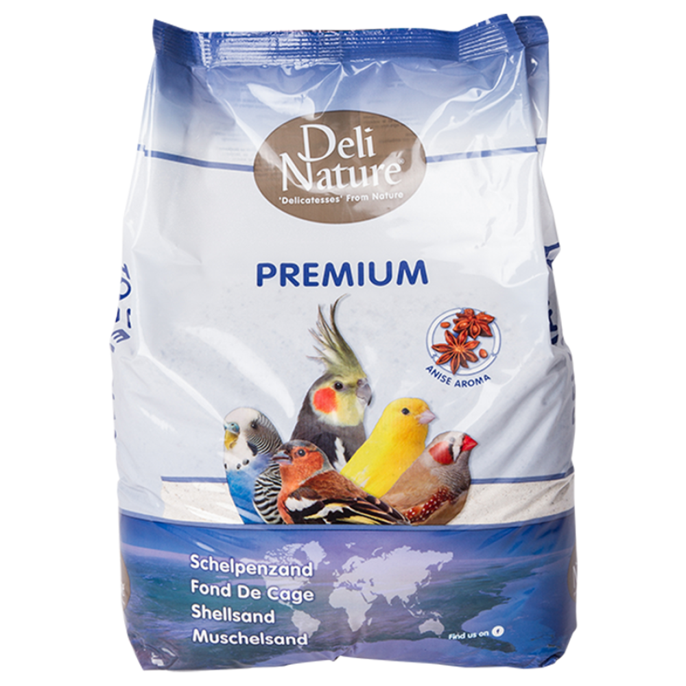 ديلي ناتشر رمل طيور - رمل لأرضية اقفاص الطيور (رمل الاصداف البحرية) DeliNature Premium Shell Sand - White