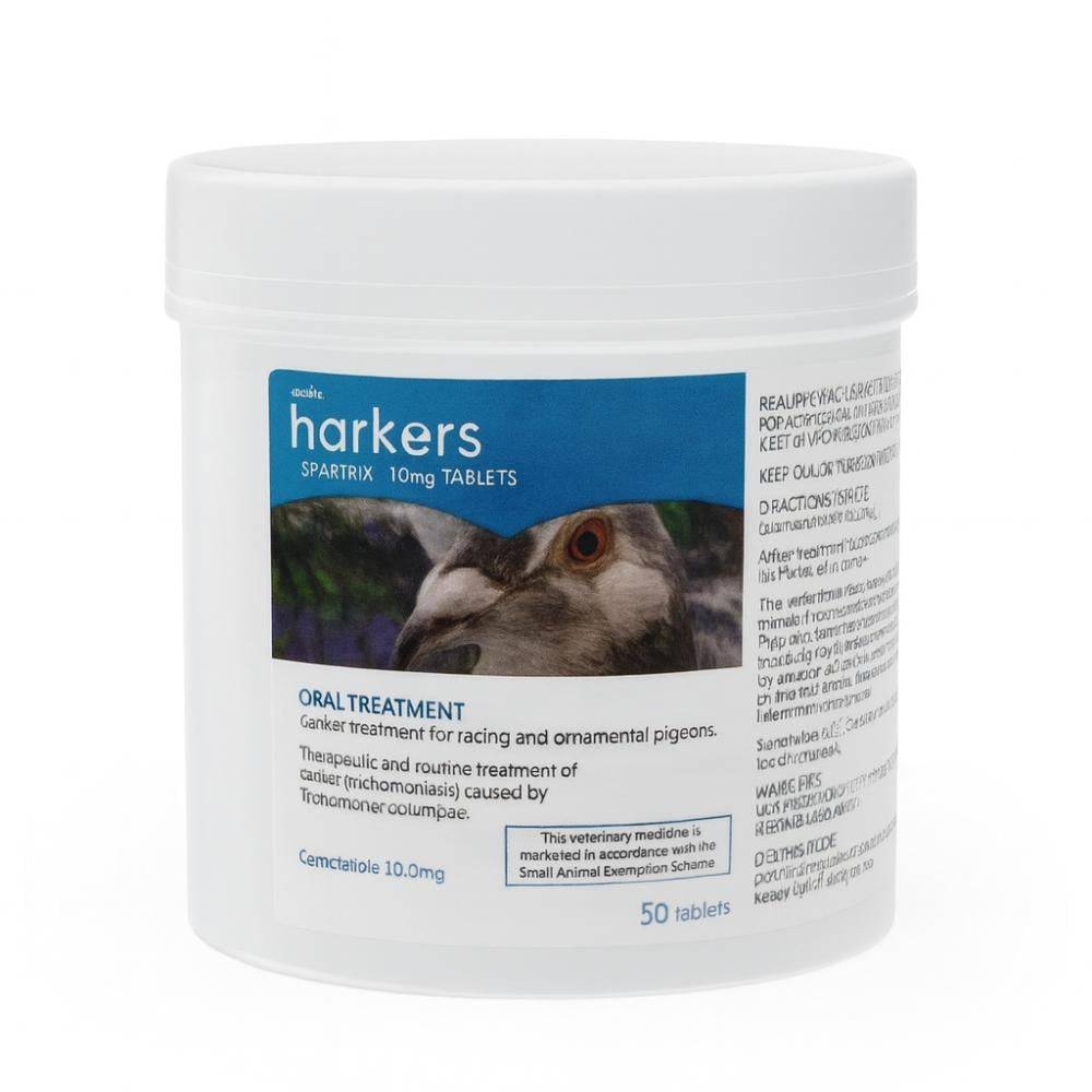هاكرز سبارتريكس 10mg – علاج فعال لمرض الكنكر في الحمام Harkers Spartrix 10mg – Effective Canker Treatment for Racing and Ornamental Pigeons
