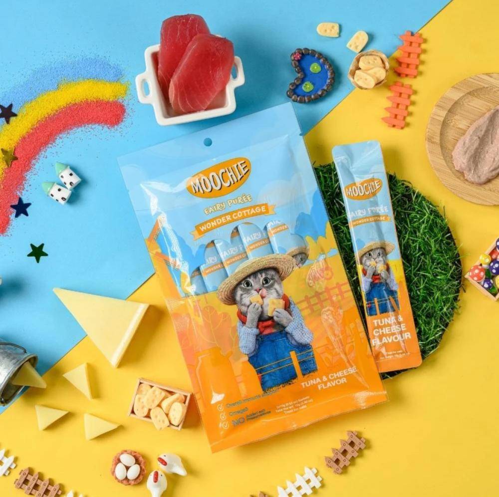 موتشي مكافآت قطط كريمة التونه والجبنه Moochie Fairy Purée - Wonder Cottage Tuna & Cheese Flavor