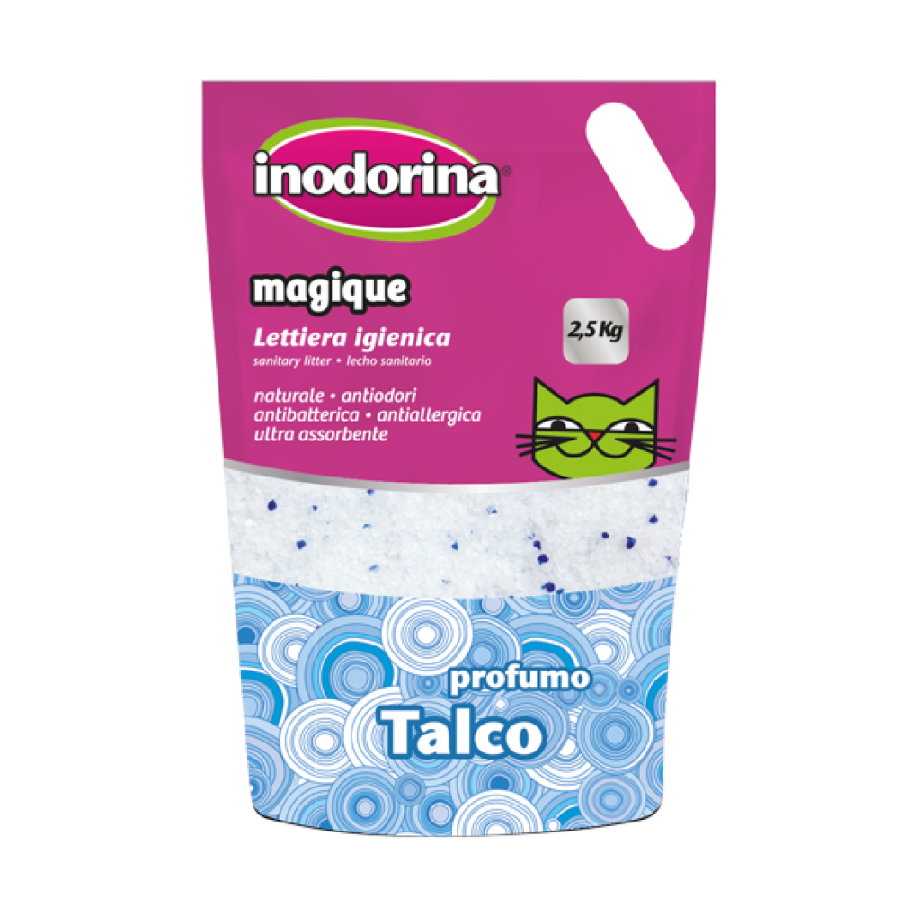انودورينا كرستال رمل قطط فائق الامتصاص رائحة بودرة اطفال Inodorina Crystal Magic Litter - Talco 5L