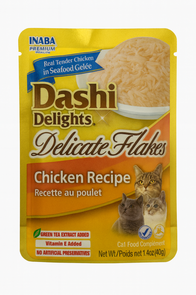 اينابا داشي ديلايت شرائح الدجاج 40غ INABA Dashi Delight Delicate Flakes Chicken Recipe 40g