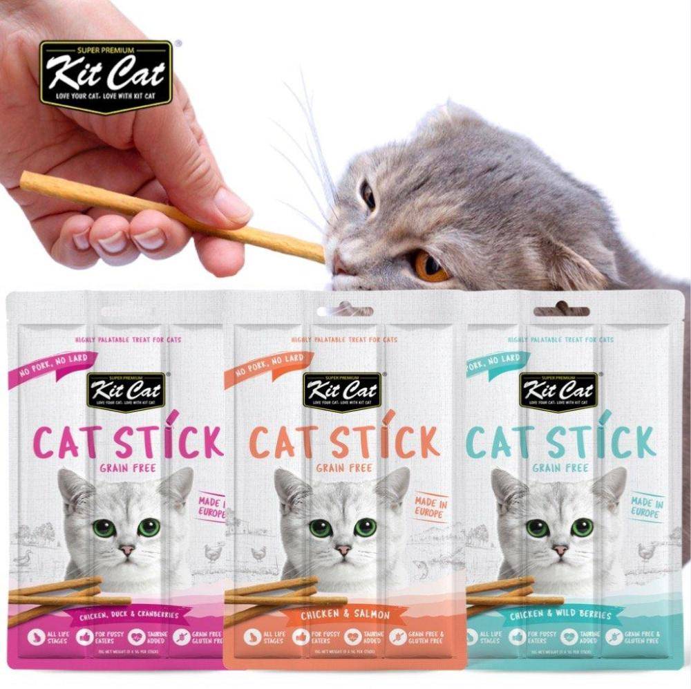 كت كات ستيك مكافآت قطط اعواد الدجاج والسالمون - نكهات متنوعة Kit Cat Grain Free Cat Sticks - Treat