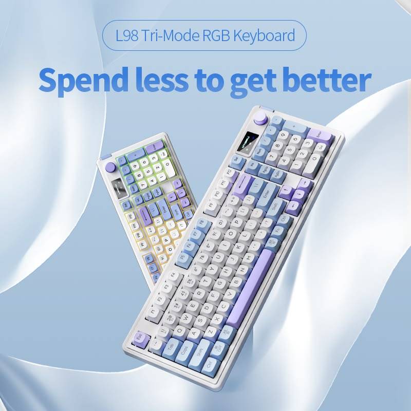 كيبورد لانغتو L98 لاسلكي ثلاثي الأوضاع بـ 98 مفتاح وإضاءة RGB