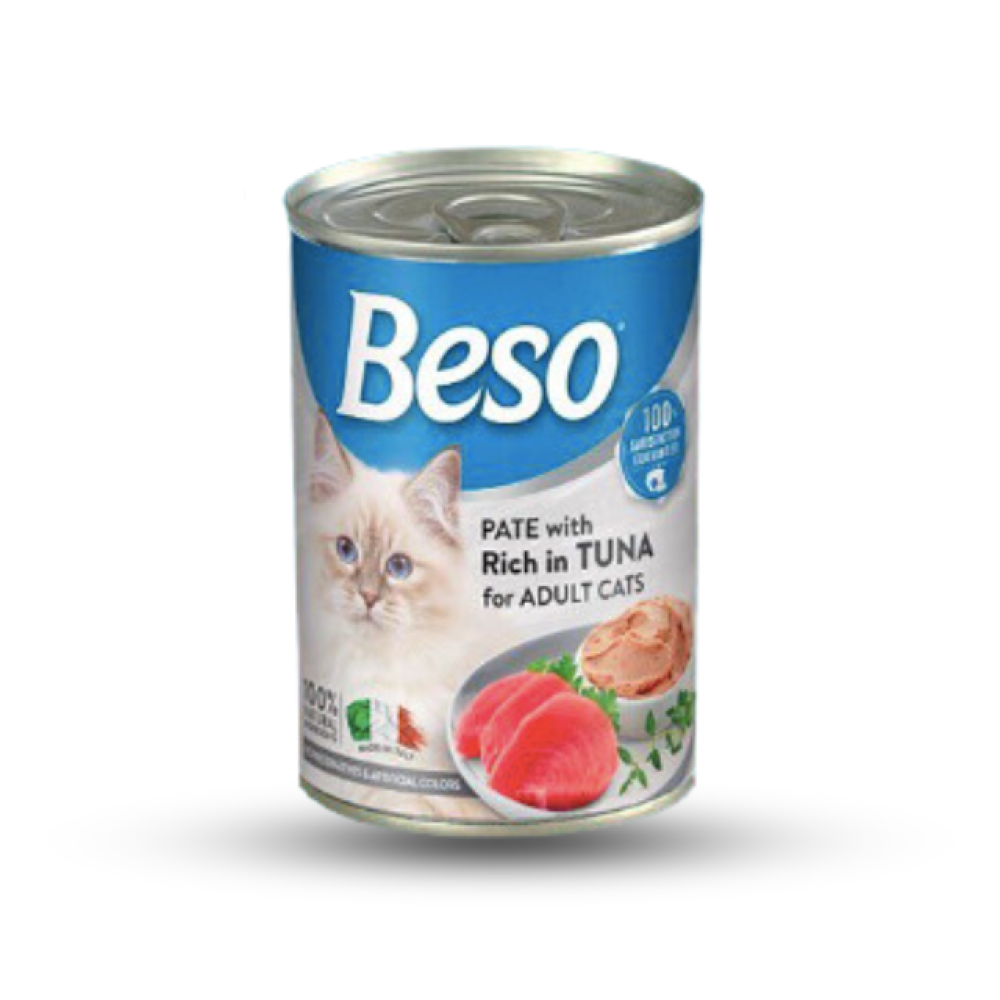بيسو معلبات باتيه التونه طعام رطب للقطط البالغة 400 جرام Beso Pate with Rich in Tuna for Adult Cats
