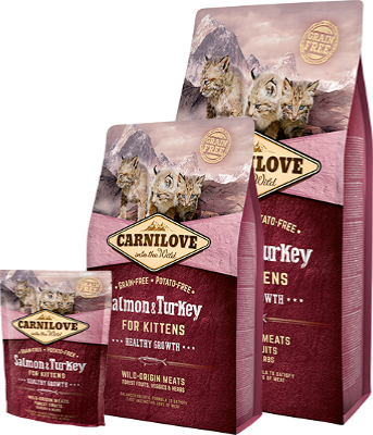 كارنيلوف وجبة السالمون والديك رومي طعام جاف للقطط الصغيرة 2kg CARNILOVE Fresh Salmon & Turkey dry food - kitten 2kg